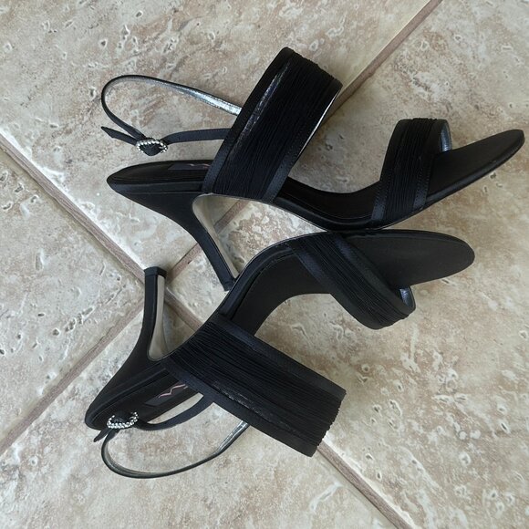 MIA BLACK MESH DRESS SHOE SANDALS HEELS W/RHINESTONE BUCKLE:PREOWNED BLACK 8 1/2 - Picture 11 of 15